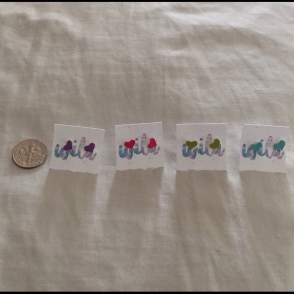 WILA blue pink white yellow small dainty heart pierced stud earrings girls &kids - Picture 11 of 14